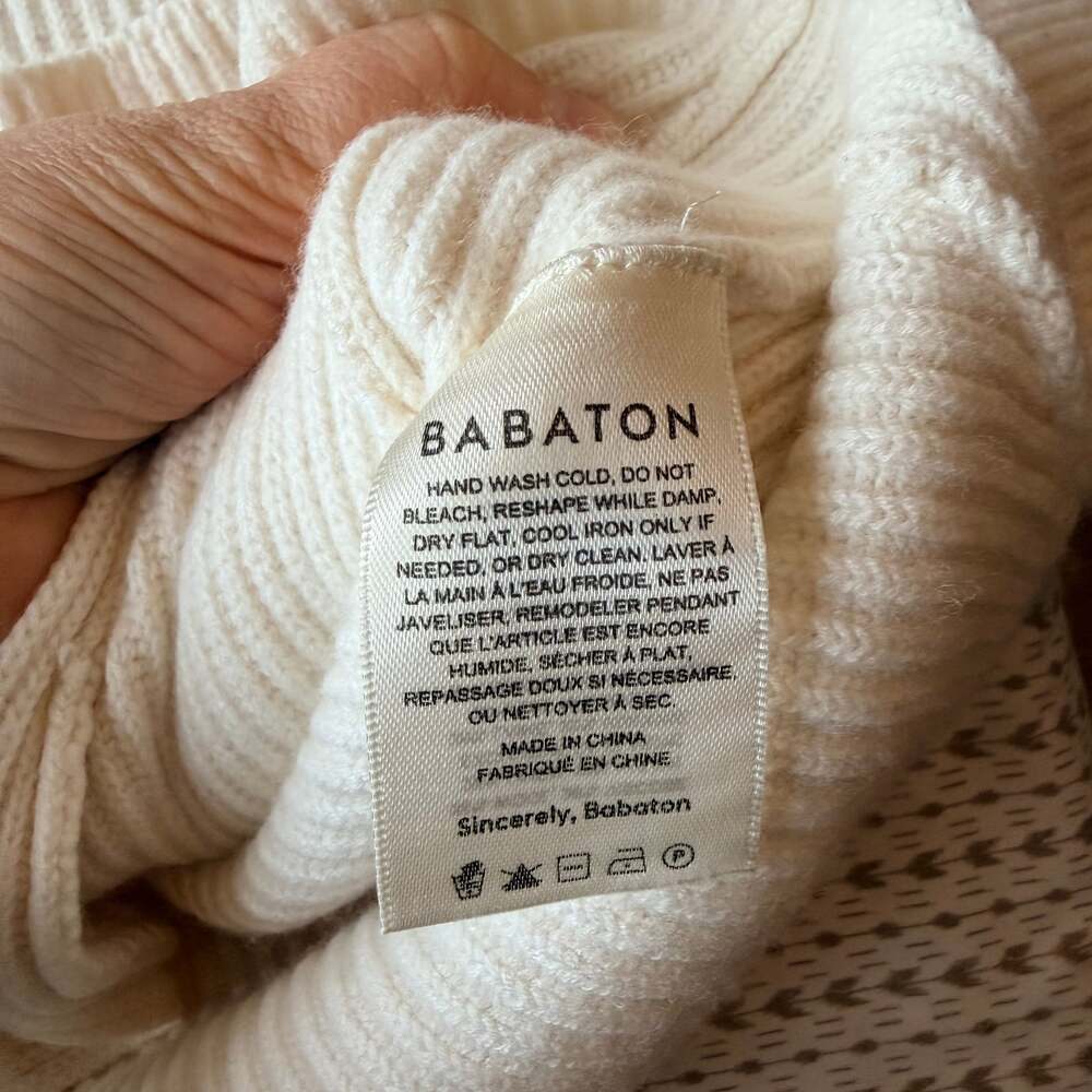 Babaton Chalmers Sweater Ivory Wool Linen Blend Ribbed Knit Size XS - Picture 4 of 6